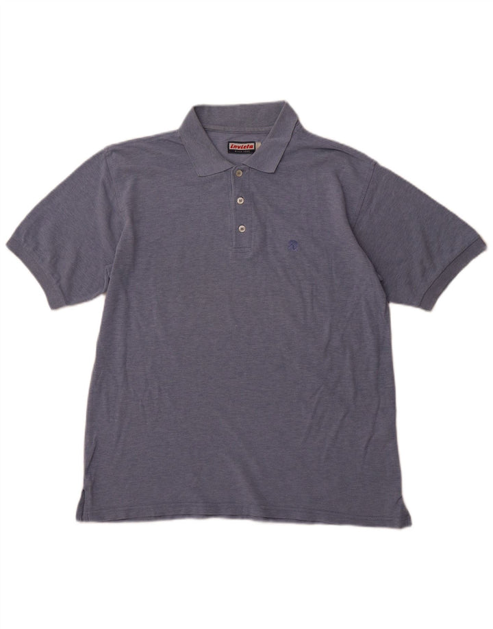 Polo da uomo INVICTA media cotone screziato blu navy