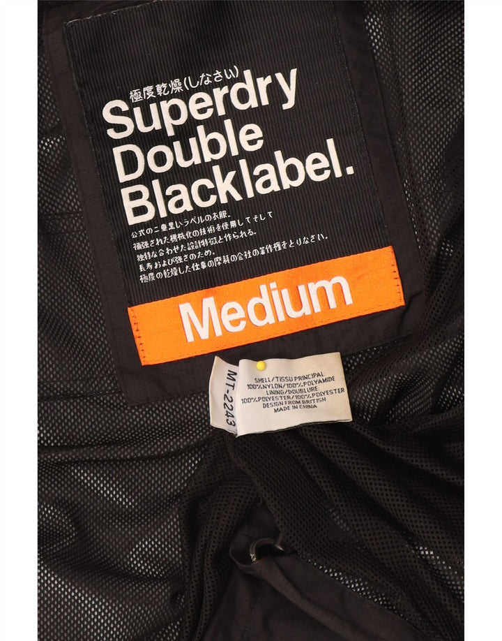 Giacca antipioggia con cappuccio grafica da donna SUPERDRY UK 14 nylon nero medio