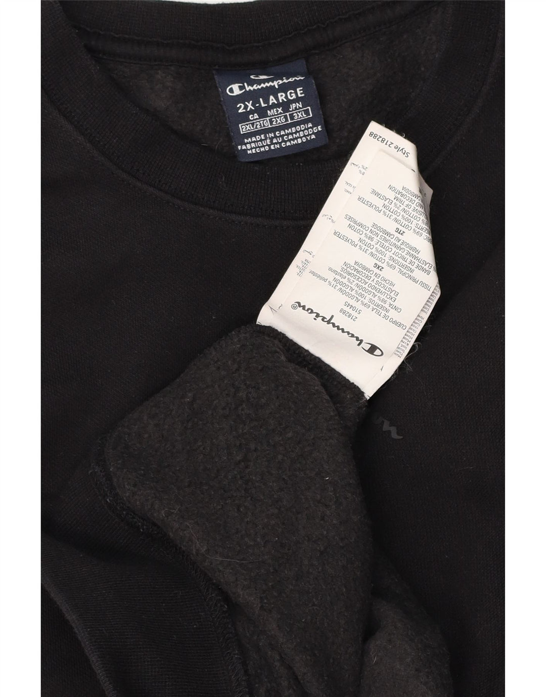 CHAMPION Mens Sweatshirt Jumper 2XL Black Cotton