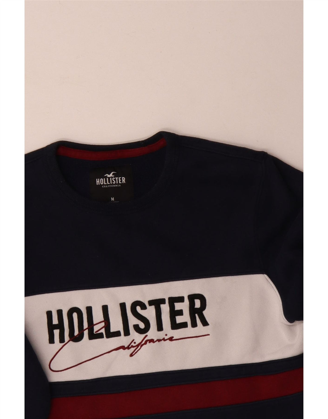 Felpa grafica da uomo Hollister, maglione medio, blu navy, color block