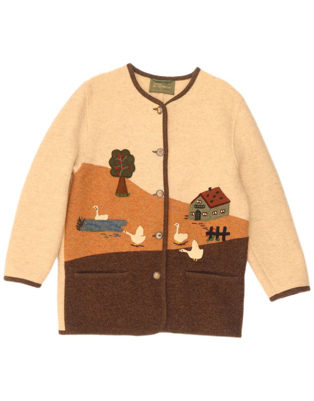 Maglione cardigan oversize da donna Sigi Scheiber EU 36 piccolo Beige