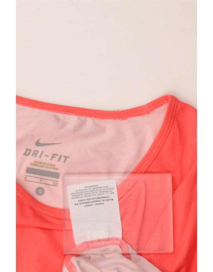 NIKE Top Dri Fit da donna manica 3/4 UK 10 piccolo poliestere a righe rosa