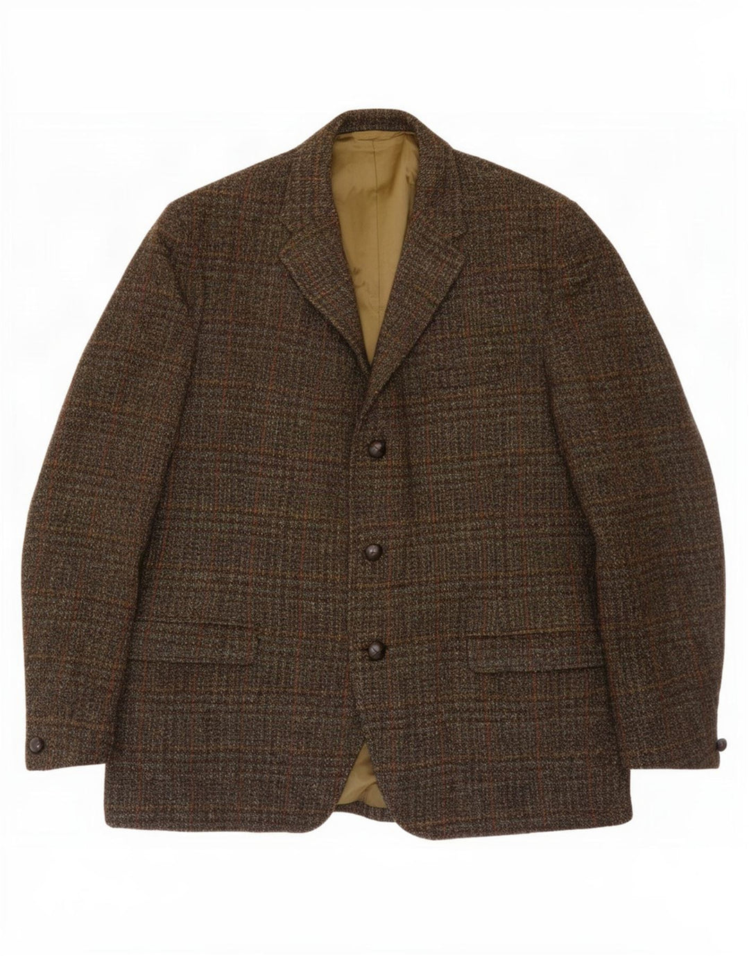 Giacca blazer a 3 bottoni da uomo Harris Tweed UK 38 lana scozzese media kaki