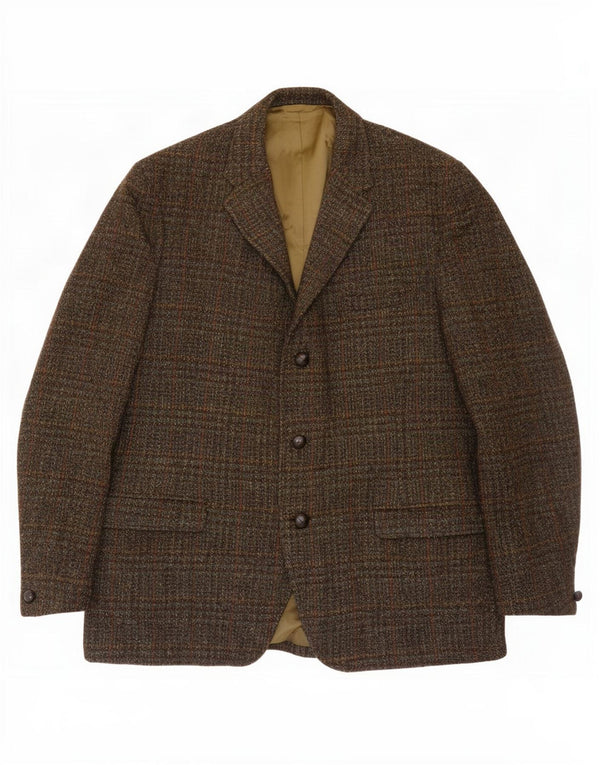 Giacca blazer a 3 bottoni da uomo Harris Tweed UK 38 lana scozzese media kaki