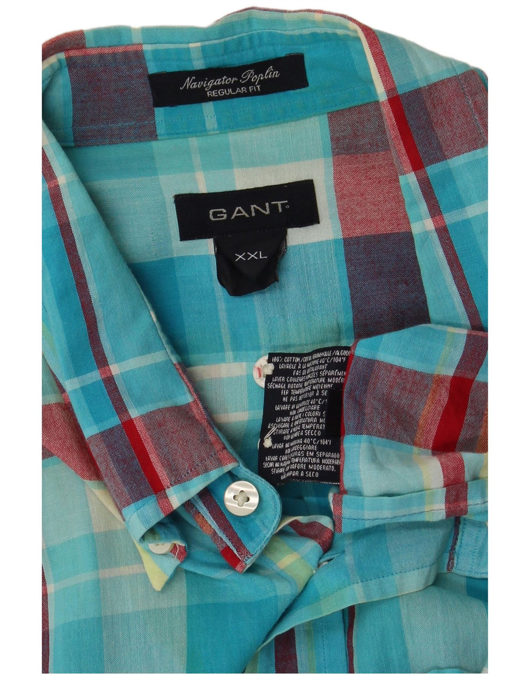 Camicia GANT da uomo vestibilità regolare 2XL cotone a quadri blu