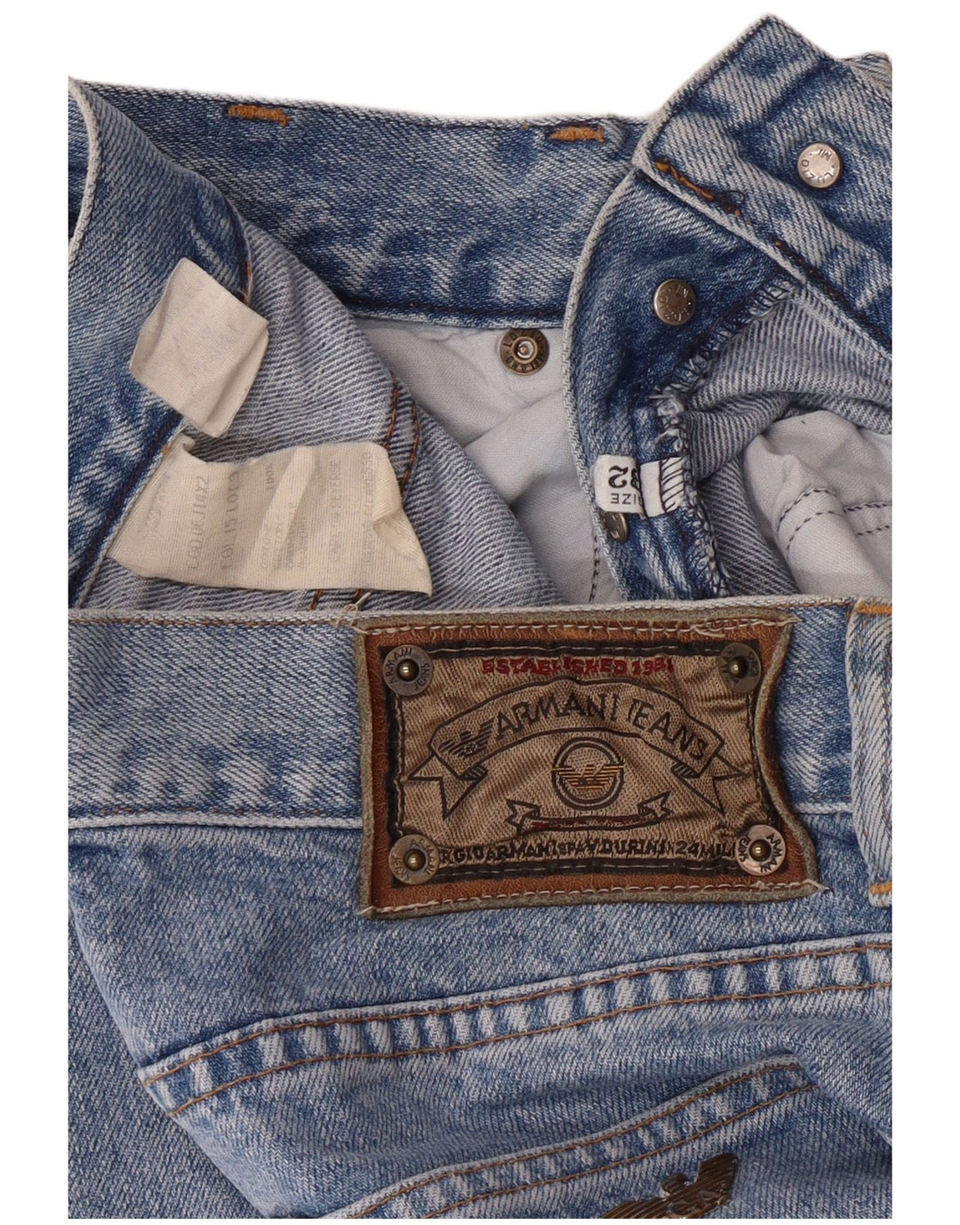 Jeans dritti da uomo a vita alta Armani W32 L29 cotone blu