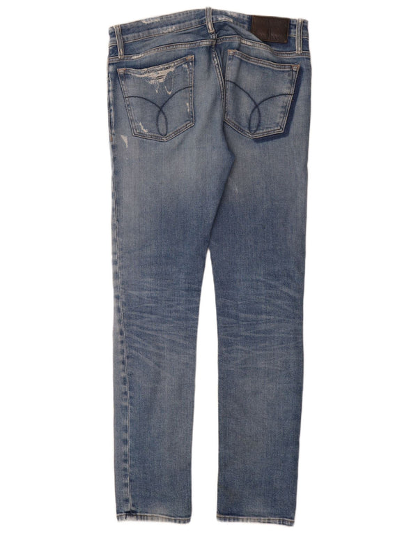 Jeans slim invecchiati da uomo Calvin Klein W32 L34 cotone blu