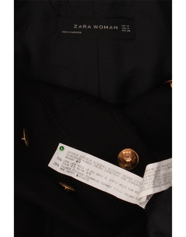 Cappotto doppiopetto militare da donna Zara UK 12 lana nera media