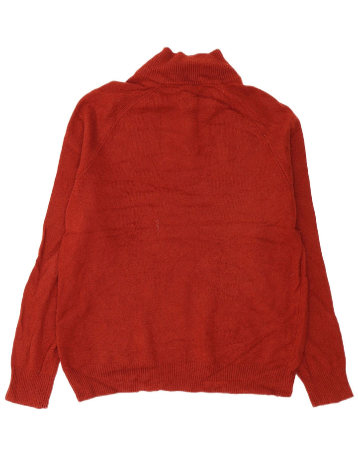 Maglione da uomo John Lewis con zip e collo XL in lana d'agnello rossa