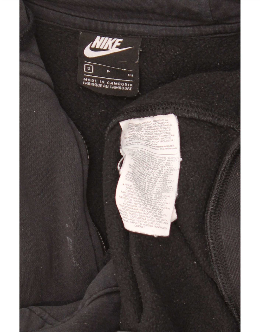 Felpa con cappuccio e zip Nike da uomo piccola in cotone nero