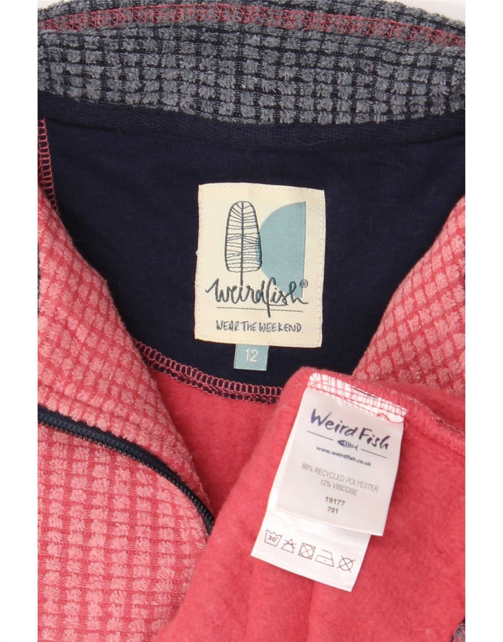Maglione in pile da donna con collo con zip Weird Fish UK 12 Poliestere rosa medio