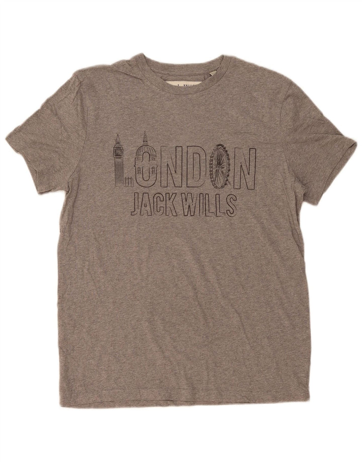 JACK WILLS T-shirt grafica da uomo Top in cotone screziato grigio medio