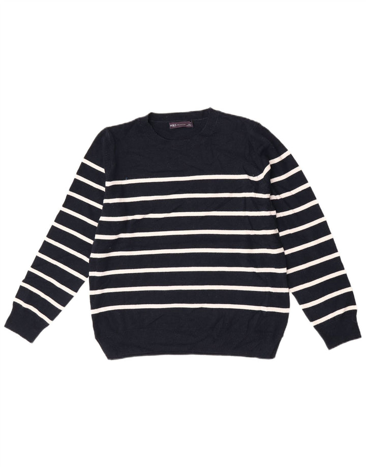 Maglione maglione girocollo da donna Marks & Spencer UK 14 blu navy medio