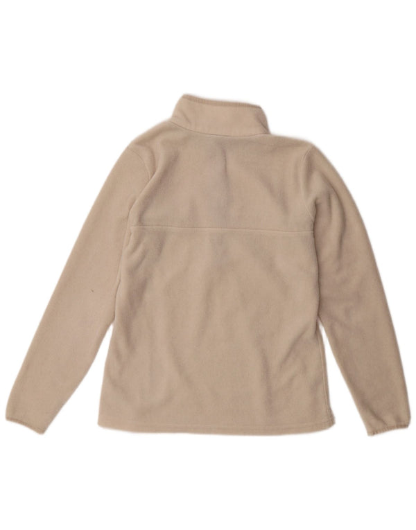 Maglione in pile da donna Columbia con collo a bottoni UK 10 piccolo poliestere bianco sporco