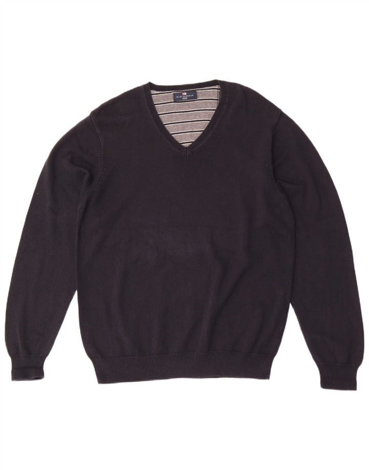Maglione da uomo Marks & Spencer Blue Harbour con scollo a V grande blu navy
