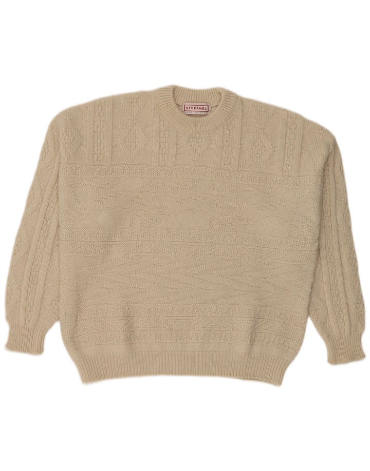 Maglione da uomo girocollo Stefanel in lana beige medio
