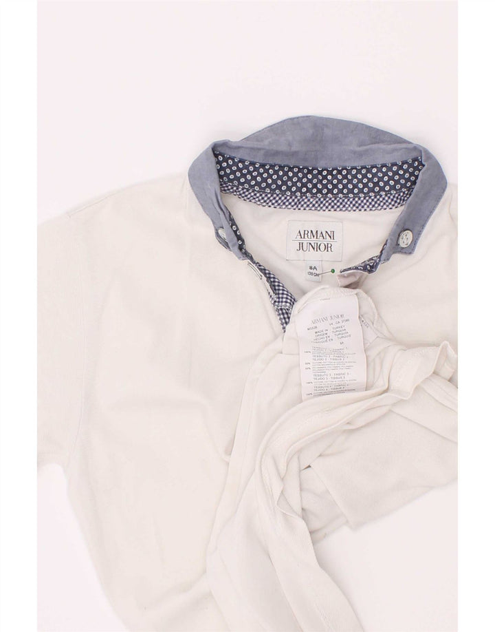 Polo Armani Junior Bambino 7-8 anni in cotone color block bianco
