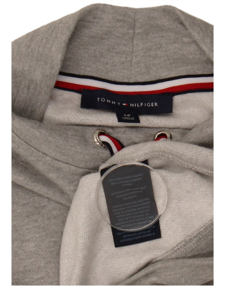 Tommy Hilfiger Donna Crop Oversize Felpa Maglione UK 10 Piccolo Grigio