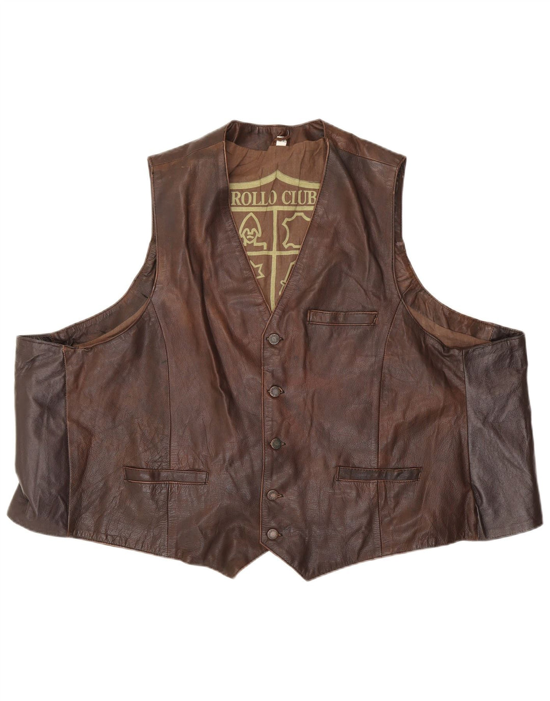 Gilet in pelle da uomo vintage EU 62 6XL Marrone