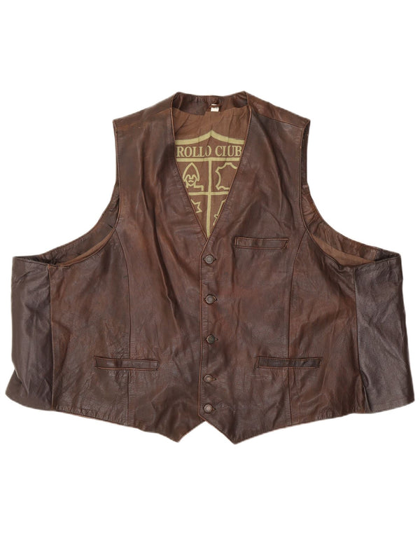 Gilet in pelle da uomo vintage EU 62 6XL Marrone