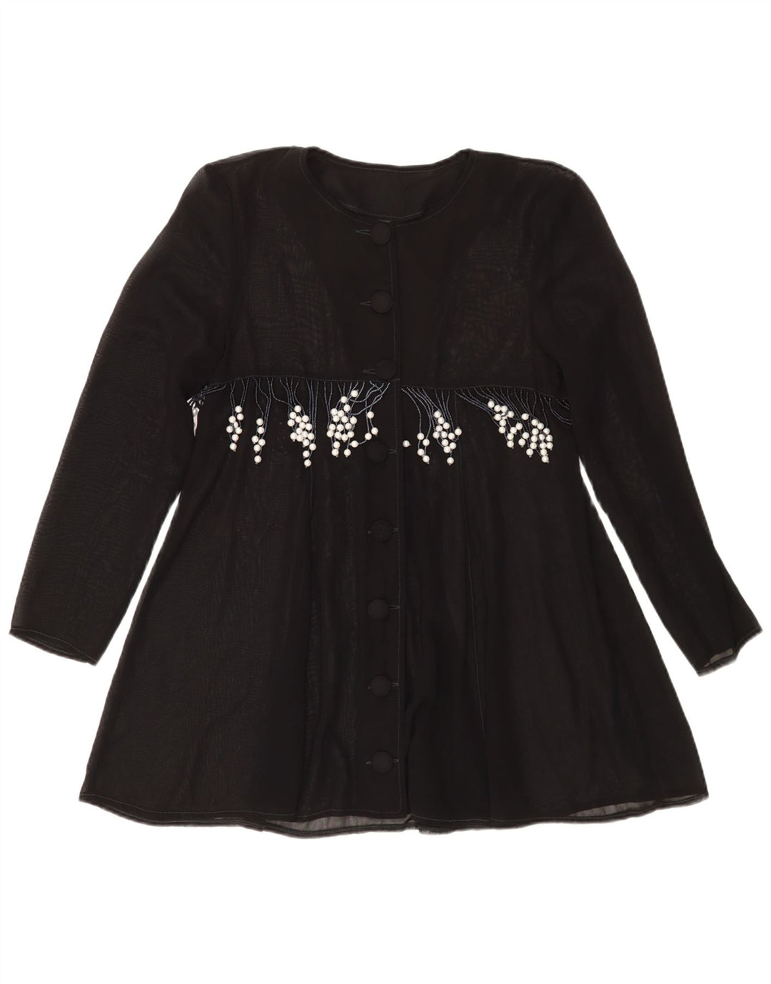 Camicetta camicia vintage da donna UK 14 media nera