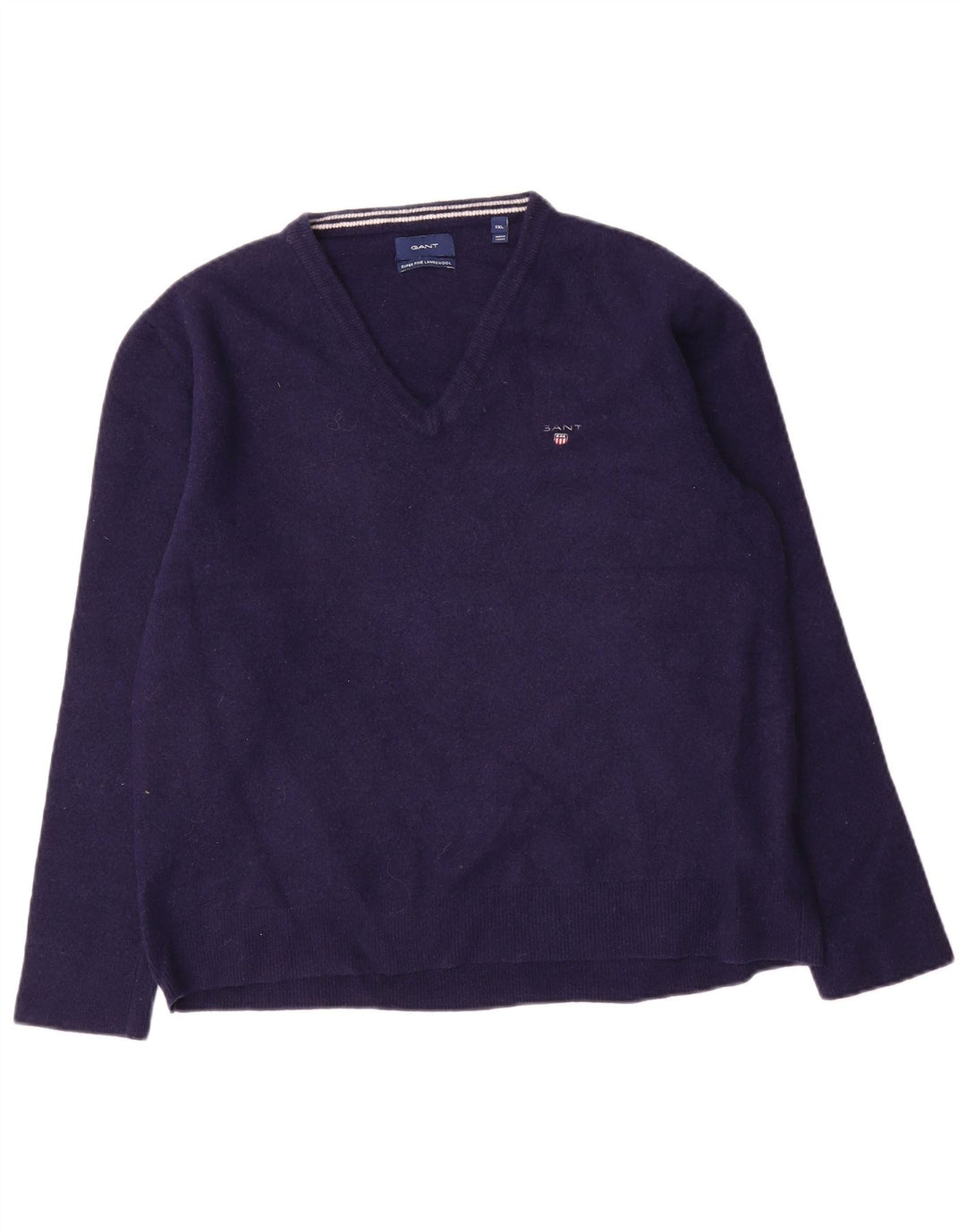 Gant Maglione da uomo con scollo a V 2XL in lana blu navy