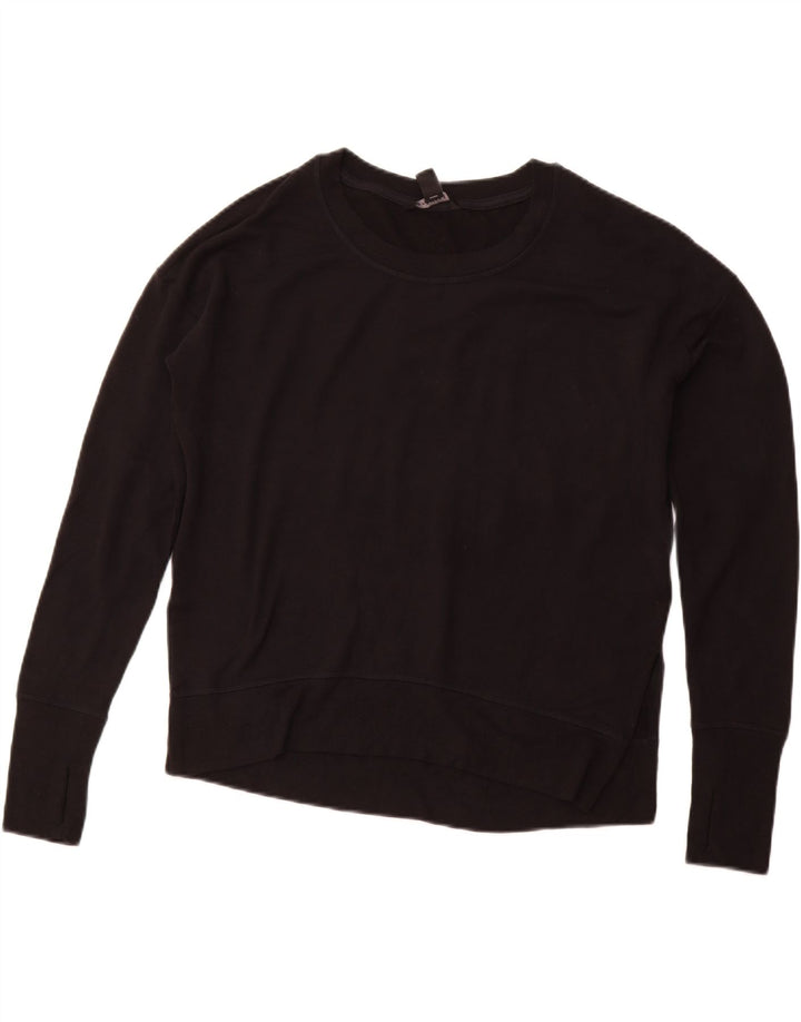 ATHLETA Felpa da donna vestibilità ampia maglione uk 10 piccolo nero modal