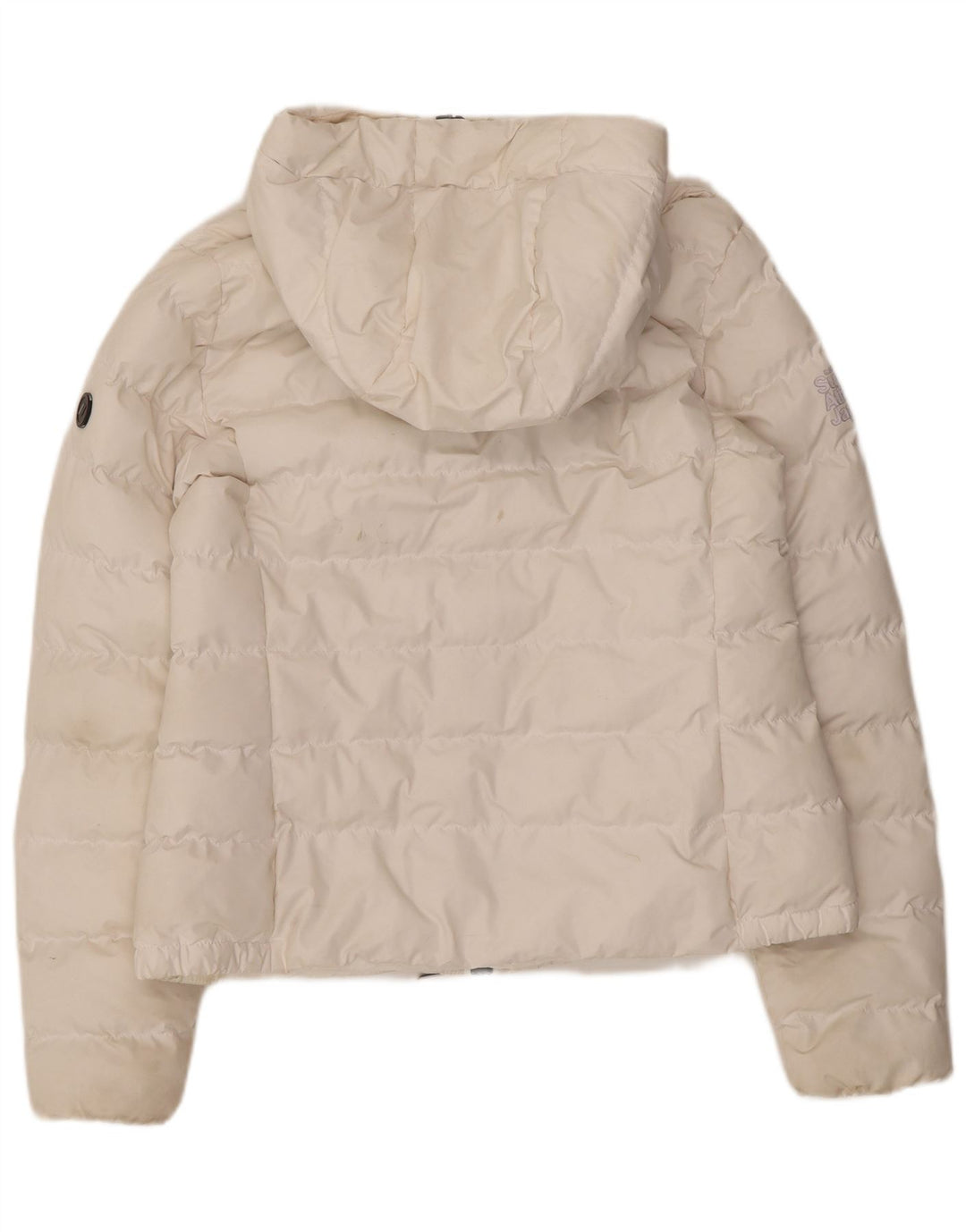 Giacca imbottita con cappuccio da donna Superdry UK 12 poliestere bianco medio