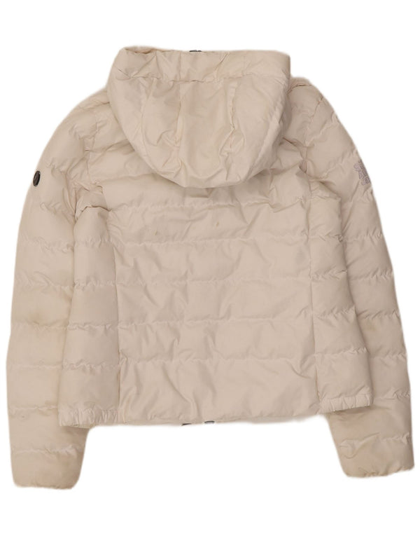 Giacca imbottita con cappuccio da donna Superdry UK 12 poliestere bianco medio