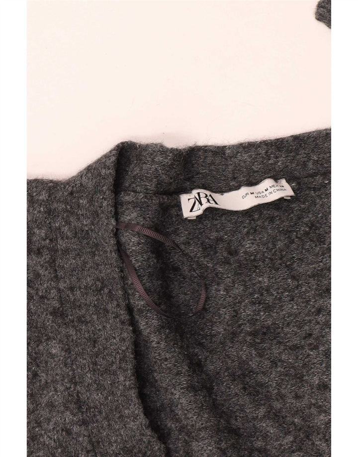 Maglione cardigan corto da donna Zara UK 14 Grigio medio screziato
