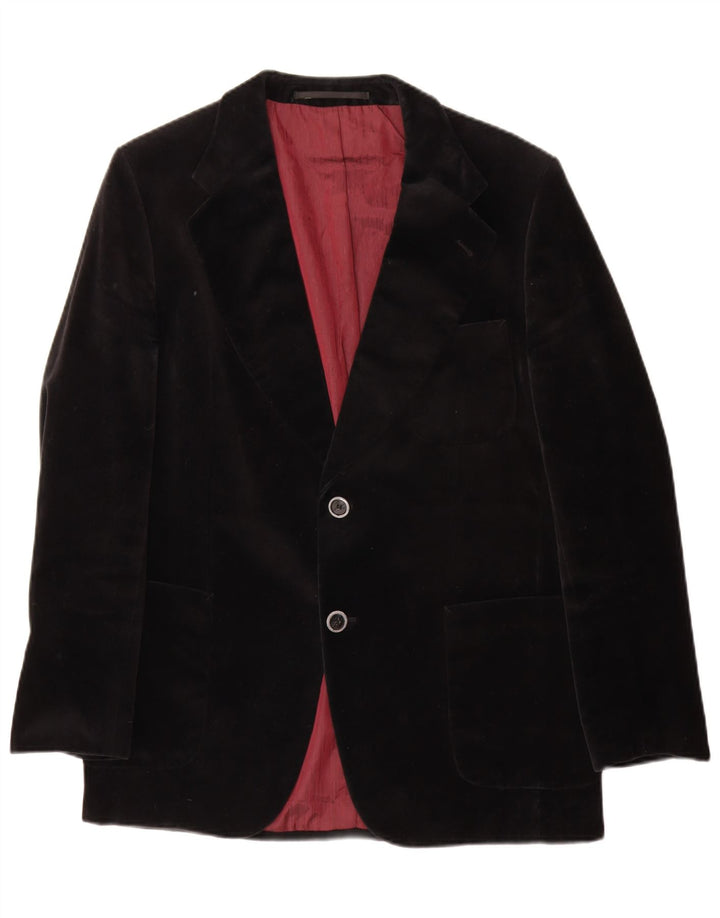 Giacca blazer in velluto da uomo a 2 bottoni Jeunesse UK 38 cotone nero medio