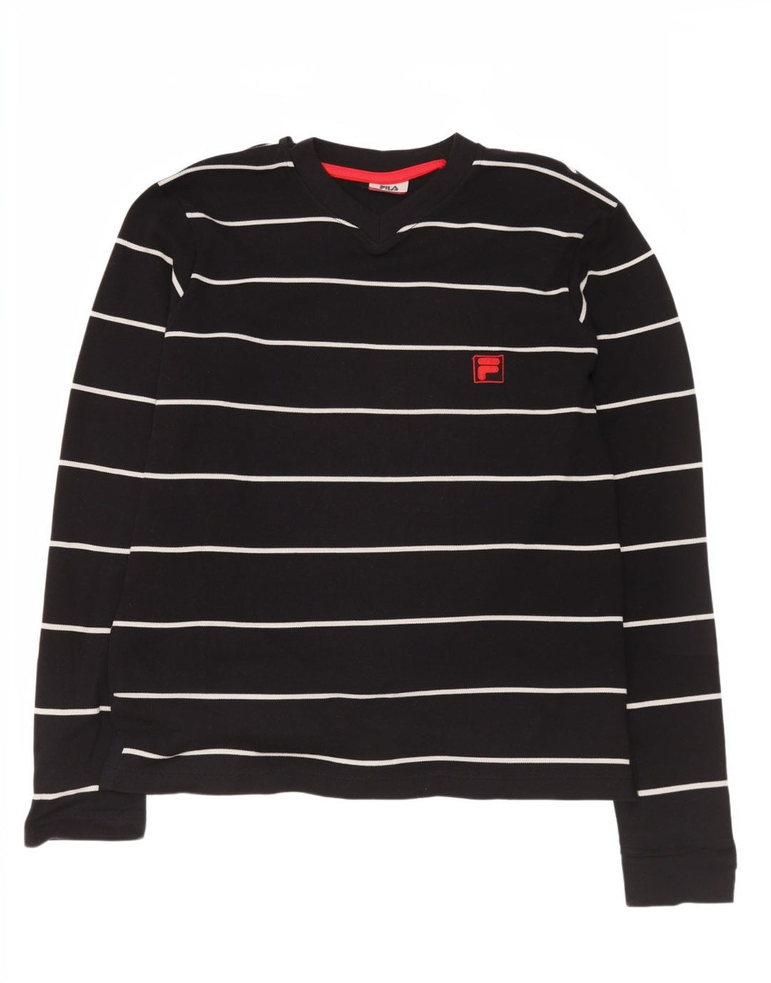 Fila Regular Top da uomo a maniche lunghe in cotone a righe nere medie