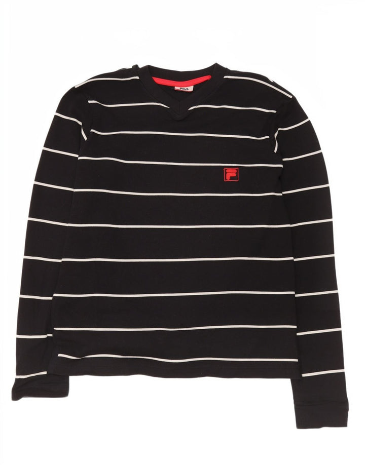 Fila Regular Top da uomo a maniche lunghe in cotone a righe nere medie