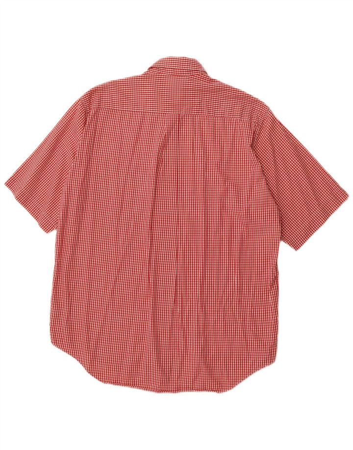 Camicia a maniche corte da uomo BENETTON in cotone a quadretti rosso medio