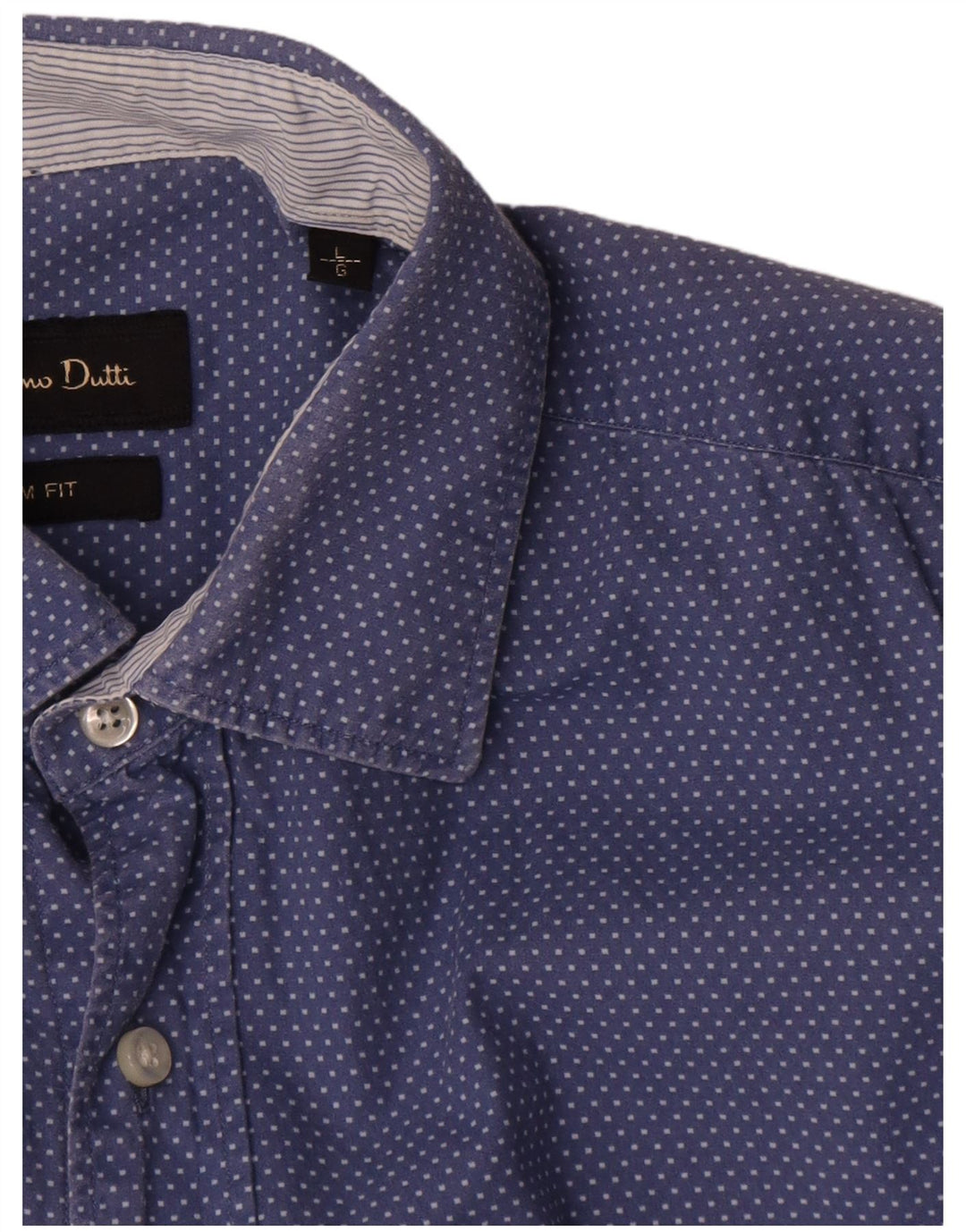 Camicia da uomo slim fit Massimo Dutti, cotone a pois grandi blu