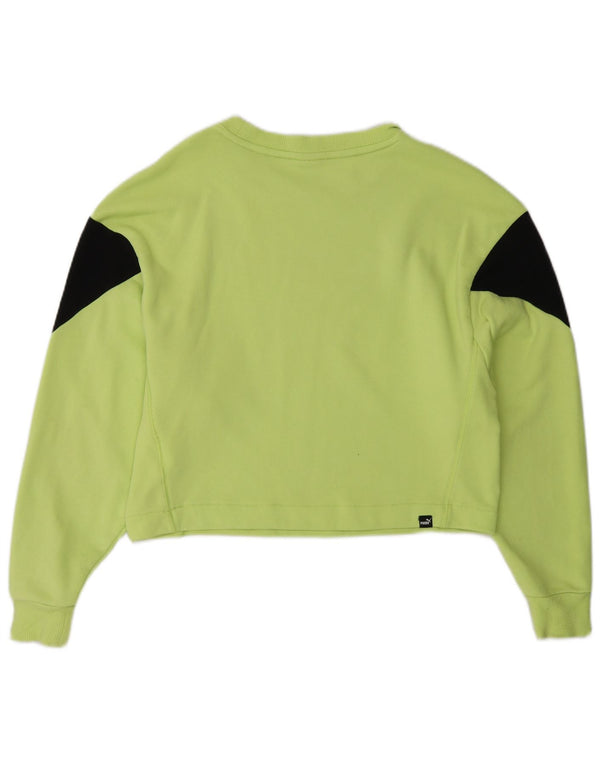 Felpa corta da donna Puma UK 10 Small Green Colourblock Cotton