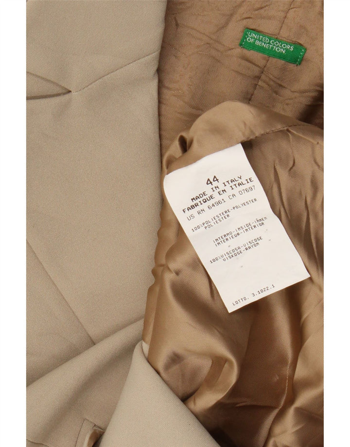 Giacca Blazer a 3 Bottoni da Donna Benetton IT 44 Poliestere Beige Medio