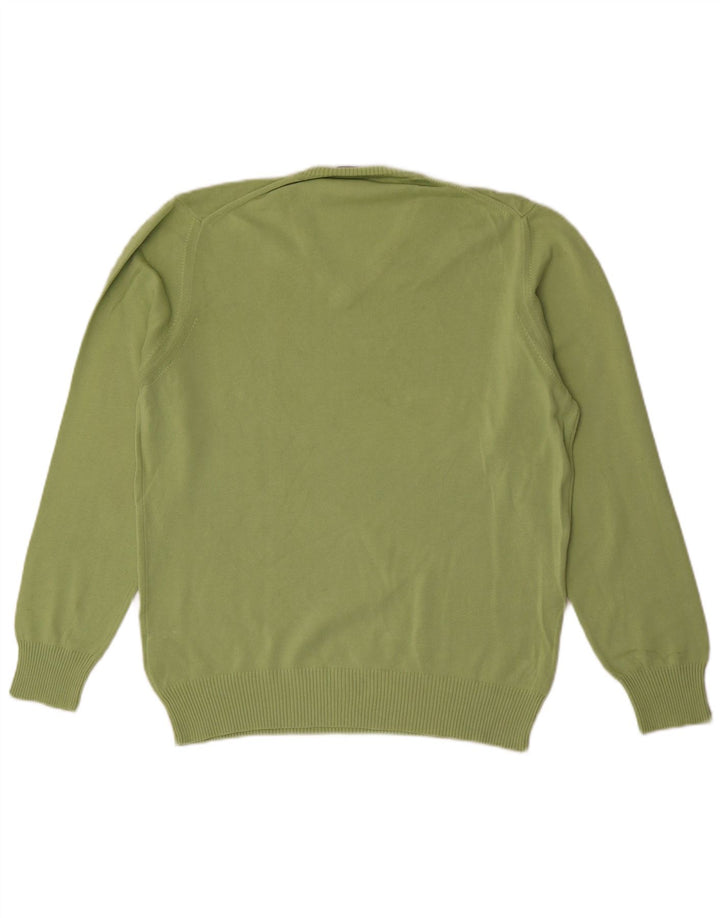 Maglione Zara da uomo con scollo a V grande in cotone verde