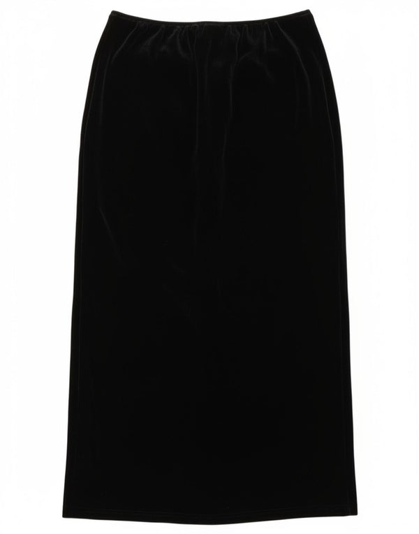 Gonna lunga da donna vintage in velluto UK 16 grande W34 poliestere nero