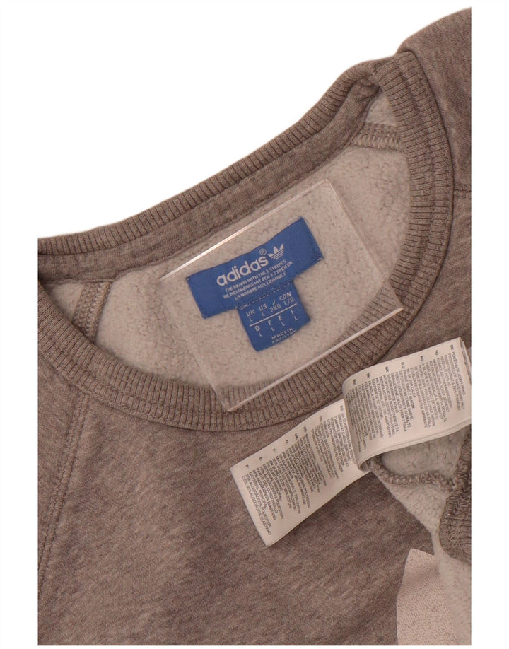 Felpa grafica da uomo Adidas, maglione grande, cotone chiazzato grigio