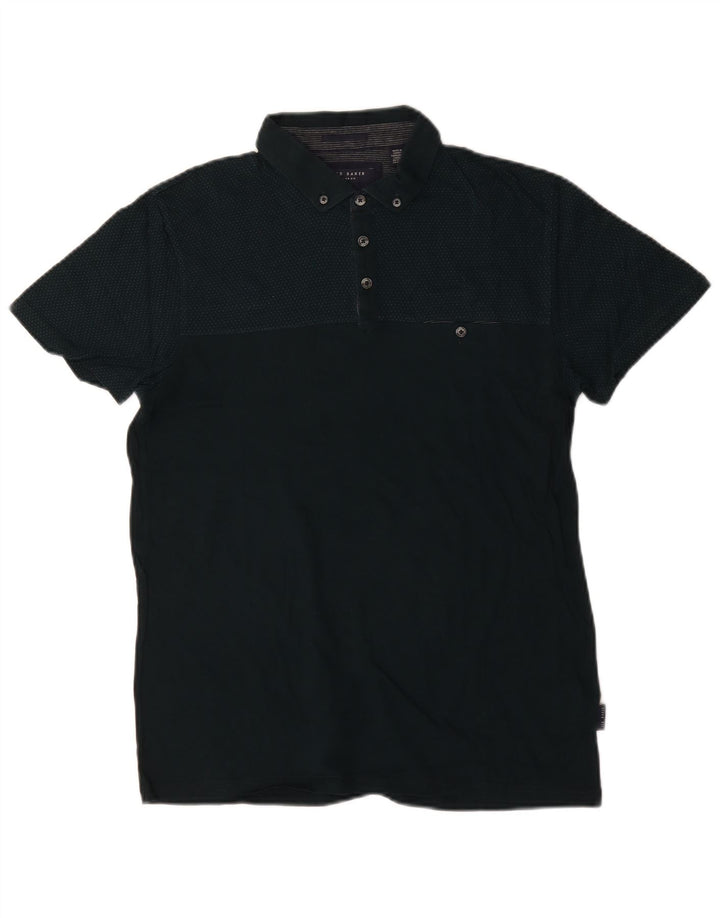 Polo da uomo Ted Baker taglia 3 in cotone screziato verde medio