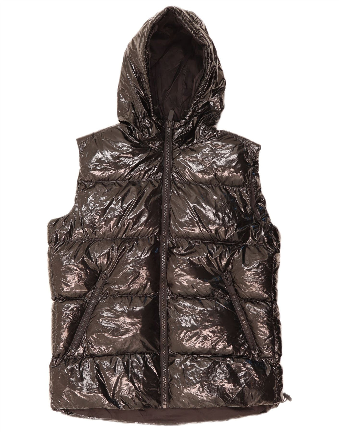 Gilet imbottito con cappuccio ZARA da uomo UK 38 medio nero poliestere