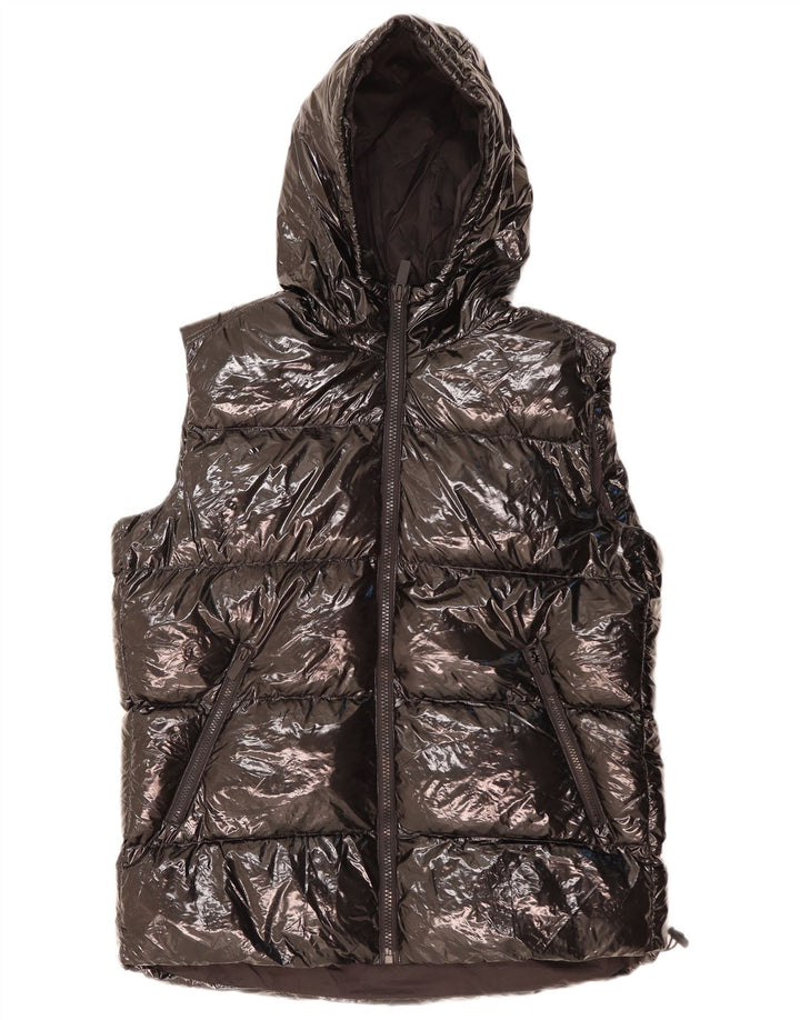 Gilet imbottito con cappuccio ZARA da uomo UK 38 medio nero poliestere