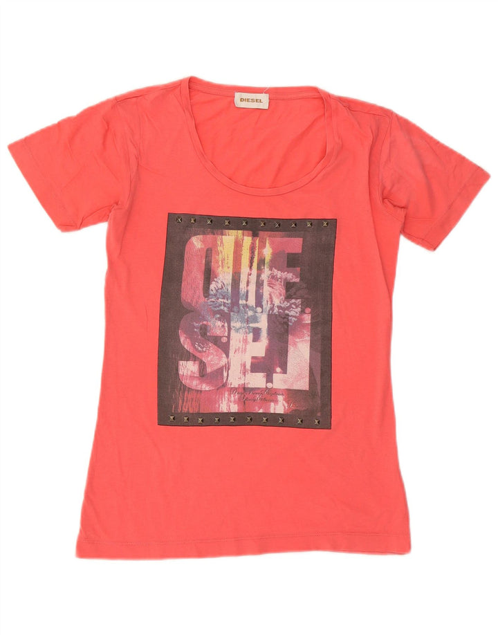 T-shirt grafica da donna Diesel Top UK 12 arancione medio