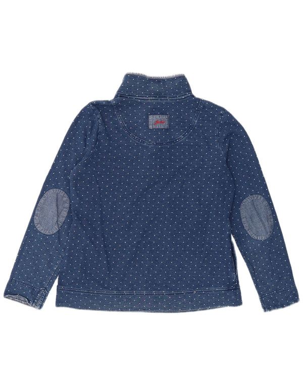 Joules Felpa da Donna con Collo a Bottone Maglione UK 12 Blu Medio a Pois