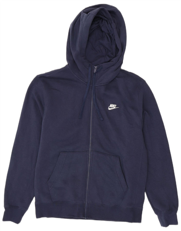 Felpa con cappuccio e zip Nike da uomo in cotone blu navy medio