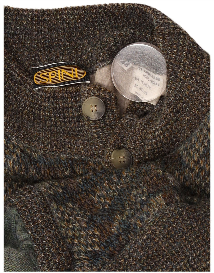 Maglione cardigan vintage da uomo con motivo astratto IT 48 lana grigio medio