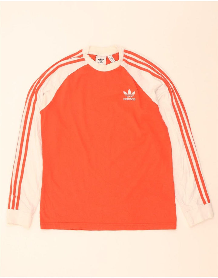 Top Adidas da uomo a maniche lunghe in cotone color block arancione medio