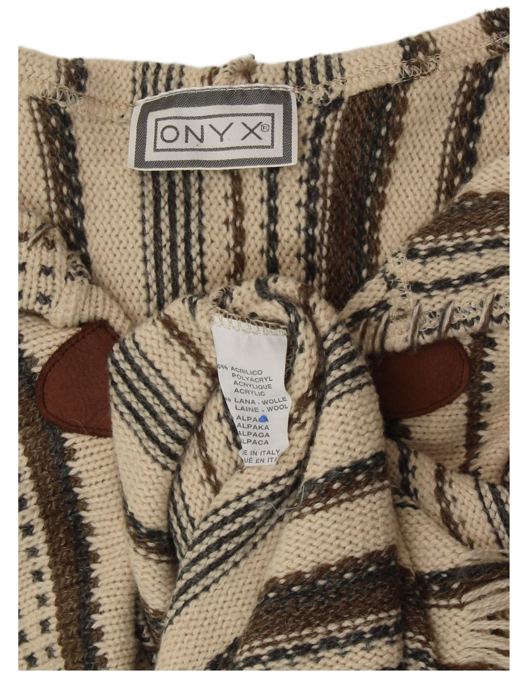 Maglione cardigan con cappuccio oversize da donna ONYX UK 18 XL a righe beige