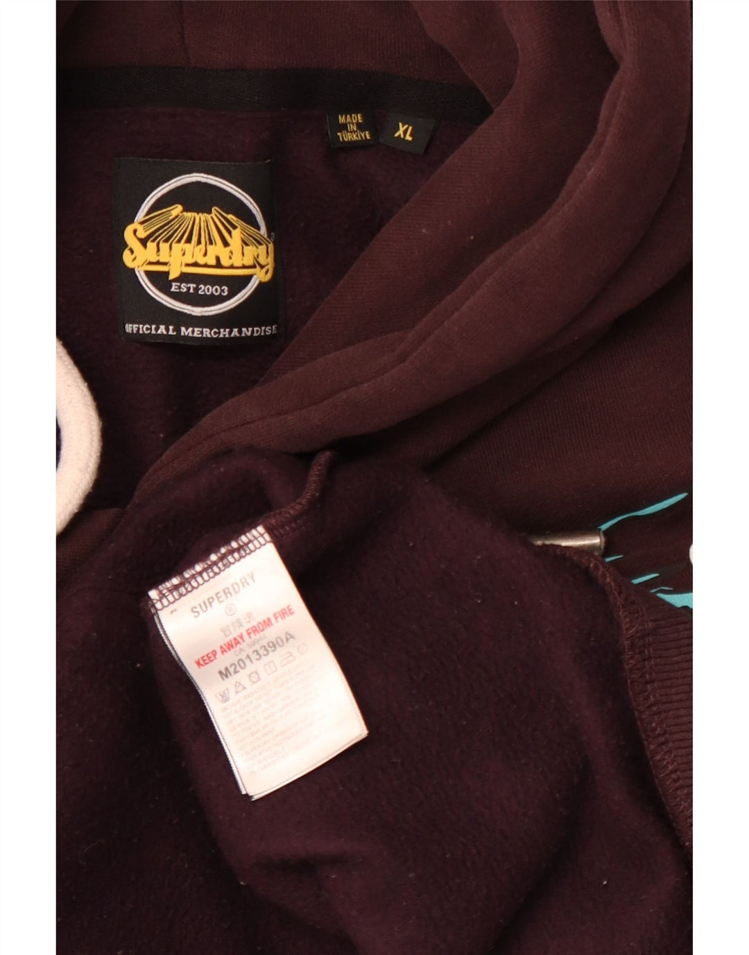 Felpa con cappuccio grafica da uomo SUPERDRY XL in cotone bordeaux